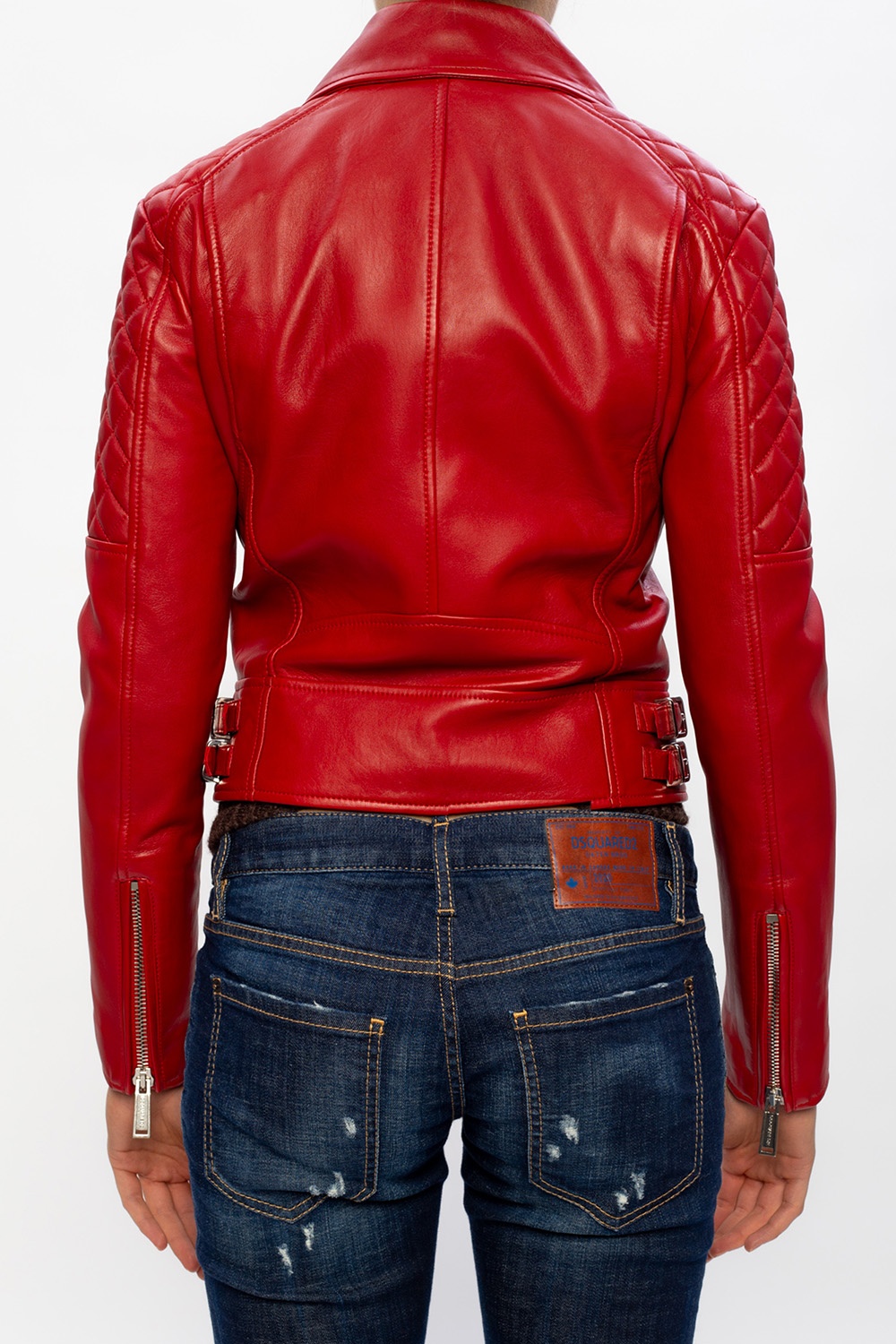 Dsquared leather cheap jacket womens